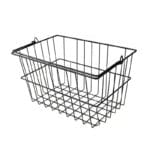 Human Care Basket for Carl Oscar and Rebel — black wire-mesh rectangular rollator basket with two black side-hook attachments and an integrated wire handle on top