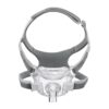 Philips Amara View full face mask seen from the front with grey headgear