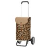 Andersen Alu Star Tyra shopping trolley with a leopard-print bag and 20 cm silver wheels