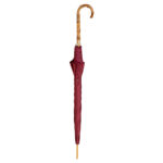 Classic Canes ladies umbrella with a bamboo crook handle and a closed wine-red canopy
