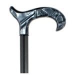 Cannes Fayet Marbled Acrylic Carbon Fibre Cane — fixed walking cane with a black-and-grey marble-effect acrylic handle on a slim ultralight carbon-fibre shaft