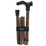 Cannes Fayet anatomic foldable cane in dark brown aluminium with ergonomic anatomical palm-shaped handle