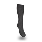 Medisox Zoft Wool Light Compression Stocking — single dark grey ribbed knit knee-high merino wool support stocking with knitted Y-heel and reinforced toe