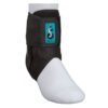 Black Aso Evo Quatro ankle brace worn over a white sock with the Quatro logo visible