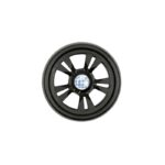 Andersen Shopping Trolley Wheel 15 cm Black — small 15 cm matt black plastic wheel with multi-spoke hub design and small reflective insert in the centre black hub