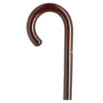 Cannes Fayet Acacia Hook Cane Brown — fixed walking cane in dark brown-stained acacia wood with a classic curved hook handle and a rubber ferrule