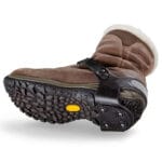 Devisys Original Cross-Stop heel grip with carbide studs fitted to the heel of a boot