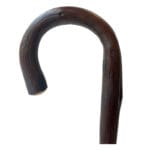 Classic Canes Ladies Chestnut Hook Cane — close-up of a dark glossy chestnut wooden walking cane with a smooth natural curved crook handle at the top and small visible knots characteristic of single-piece chestnut wood