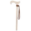 Classic Canes Brown Wrist Strap — brown braided textile wrist loop with elastic collar fastened around the shaft of a pale natural wooden walking cane below the derby handle