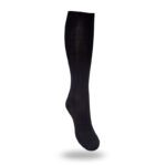 Medisox Trend Silje Lace Compression Stocking — single black semi-sheer knee-high compression stocking with subtle vertical lace knit pattern and reinforced toe
