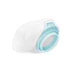 F&P Brevida cushion — transparent silicone cushion with light teal pillow base and F&P logo, XS/S size shown