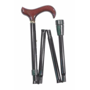 Classic Canes Folding Walking Cane Petite with Wooden Handle