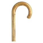 Cannes Fayet Acacia Hook Cane Burnt — fixed walking cane in burnt acacia wood with a classic curved hook handle and rubber ferrule