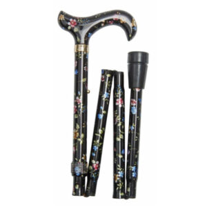 Classic Canes Folding Cane Black Floral