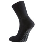 Springyard anti-slip cotton sock black with grey rubber grip pattern on sole – non-slip indoor safety on hard floors