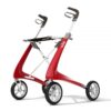 Red byACRE Carbon Ultralight rollator in carbon fibre seen at an angle
