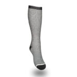 Medisox Trend Jeans Cotton Compression Stocking — single knee-high cotton stocking with black-and-natural denim-look knit pattern, black cuff and reinforced toe
