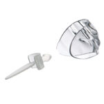 Resmed Valve and Clips for Mirage Quattro and Quattro FX — clear plastic valve flap and a matching clip for the Mirage Quattro and Quattro FX full-face CPAP masks