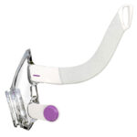 ResMed AirFit F20 For Her Mask Frame — clear plastic frame with purple detail, fabric strap and forehead pad