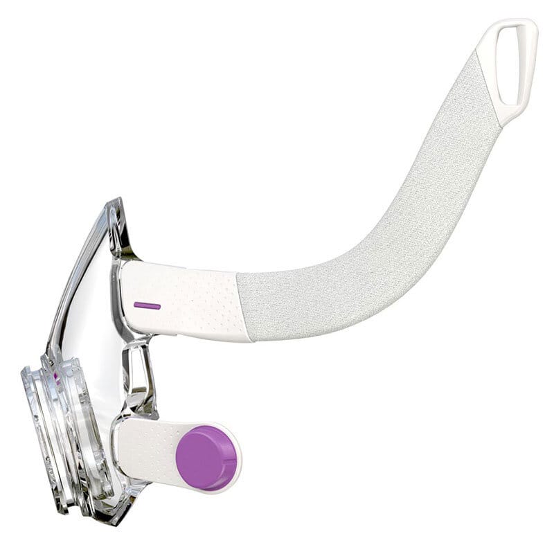 ResMed AirFit F20 For Her Mask Frame ResMed AirFit F20 For Her Mask Frame — clear plastic frame with purple detail, fabric strap and forehead pad
