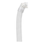 ResMed AirFit N20 Elbow with Short Tube — transparent CPAP elbow with corrugated short tube and quick-release clip