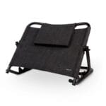 Vitility adjustable backrest for the bed in dark grey fabric on a black frame with a removable head cushion
