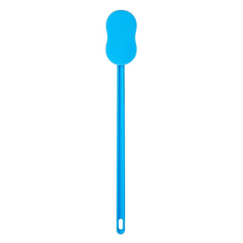 Vitility Bendable Bath Sponge — long blue bendable bath sponge handle with a soft white sponge head at one end, total 59 cm