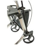 Sunrise Medical Cane Holder for Gemino Rollator — black plastic snap-on cane mount with upper clamp and lower cup that fixes onto the Gemino frame for a walking cane or crutch