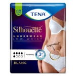 TENA Silhouette Normal Blanc Medium White Underwear 12-pack — white low-waist disposable incontinence underwear for women