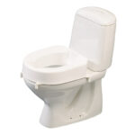 Etac Hi-Loo toilet raiser with side stops on white toilet