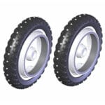 Topro Olympos Studded Rear Wheels 2-pack — two black rollator wheels with metal studs on the tyre tread