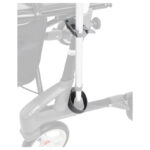 Topro Cane Holder for Rollator — black upper bracket and lower cup mounted on a Topro rollator frame holding a white walking cane upright