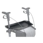 Topro Troja Original Tray — removable black serving tray that clicks tool-free onto the seat of a Topro Troja Original rollator