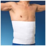 White Mediroyal 30 cm abdominal belt with four panels worn around a mans torso