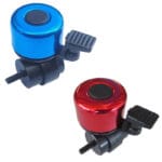 Rehasense rollator bell — compact metal bell in blue and red that fits existing rollator frame holes