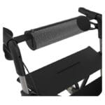 Rehasense Net Bag for Rollator — black mesh net rollator storage bag with hook-and-loop strap that fixes on the rollator handle for quick access to phone, keys and small items