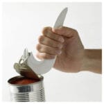 Brix Cankey can opener in blue with metal tip hooking under pull ring