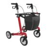 Rehasense Athlon SL rollator in red carbon fibre seen from the front at an angle