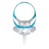 F&P Evora full face mask with teal and grey headgear seen from the front