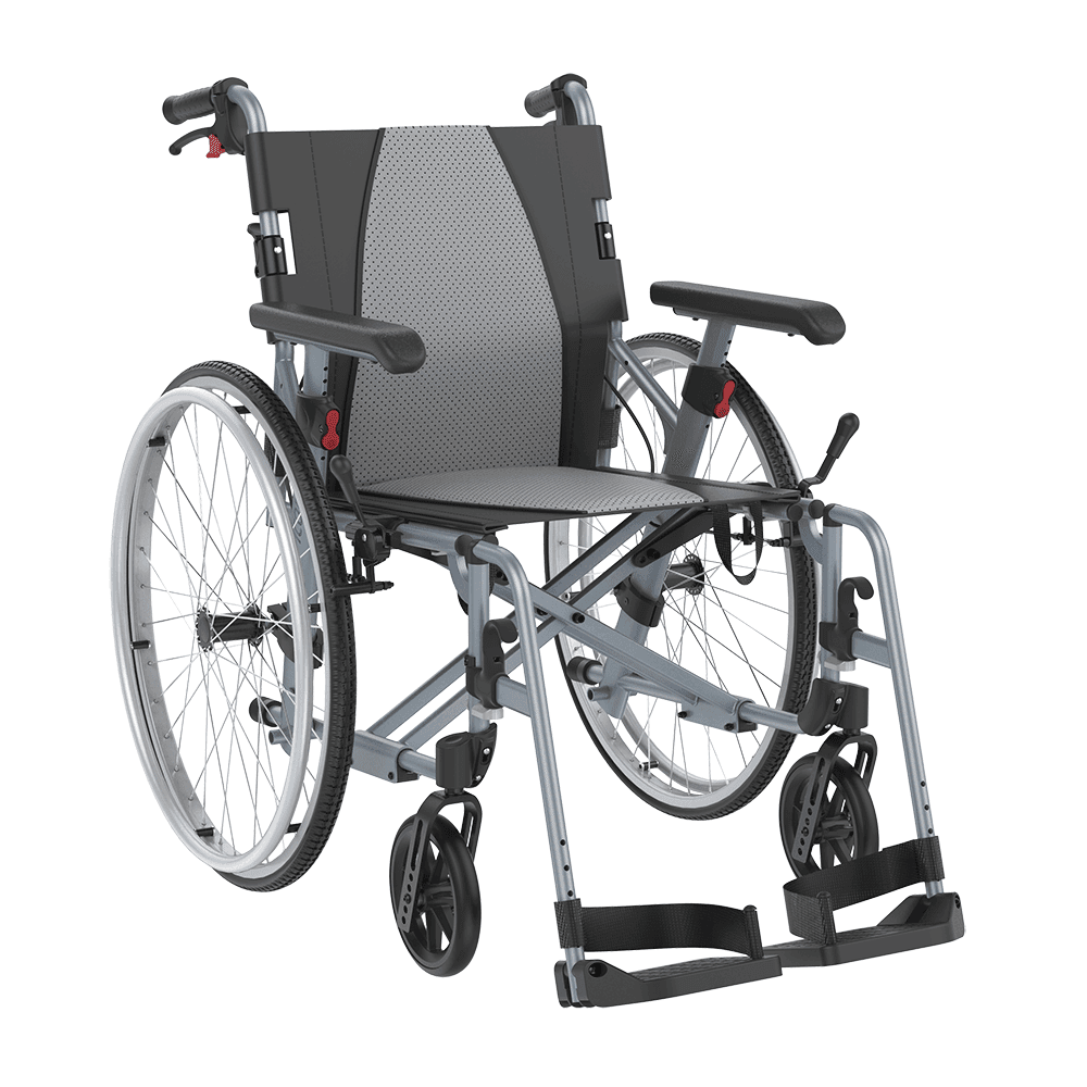 Rehasense ICON 35 LX Active wheelchair in silver seen from the front at an angle