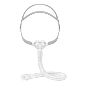 Yuwell YP-01 nasal pillow mask with grey headgear and a short flexible tube