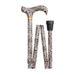 Classic Canes Foldable Walking Stick Leopard — lightweight aluminium foldable walking stick with full leopard print and derby handle
