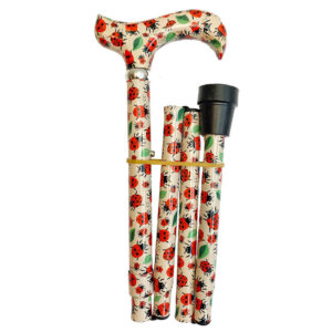 Foldable ladybug patterned walking stick - Classic Canes Folding Cane Ladybugs - 4845A