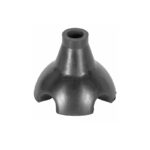 Classic Canes quadpod ferrule in black rubber with four feet and a socket for the shaft