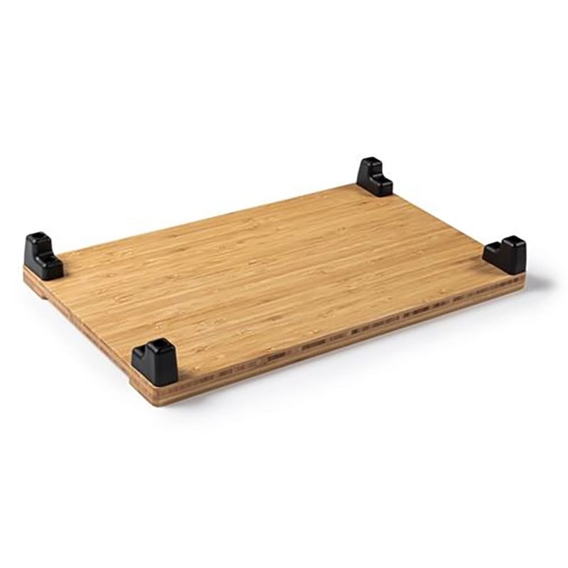 Underside of the Rollz bamboo tray with the four black mounting feet