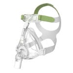 Löwenstein Lena full face mask with clear cushion and green-white headgear