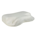 Cream Timago CPAP pillow cover fitted on a contoured pillow with side cut-outs