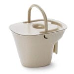 Trust Care Lets Help Me pot in cream white with a lid, a curved handle and a pouring spout