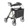 Rehasense Stylus lightweight rollator in champagne aluminium with black bag