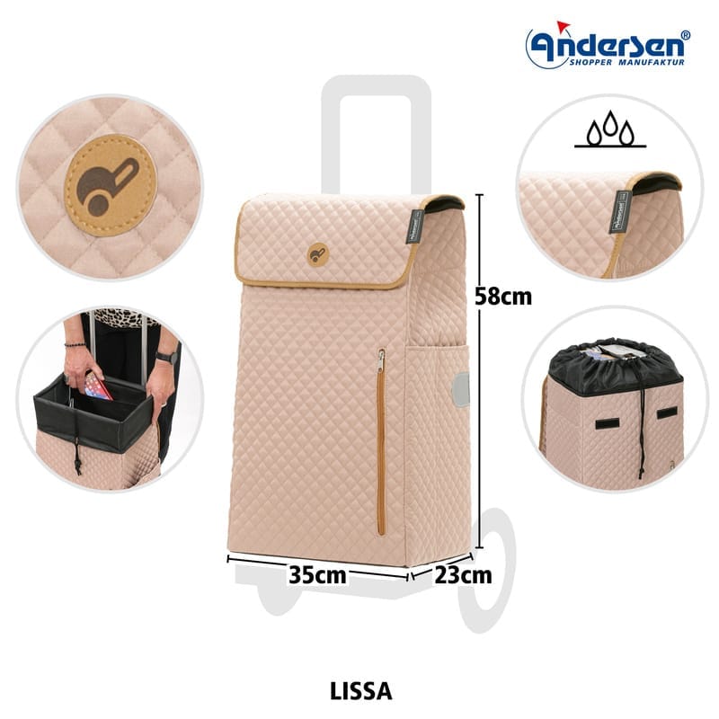 Diagram of the sand Lissa bag with its measurements